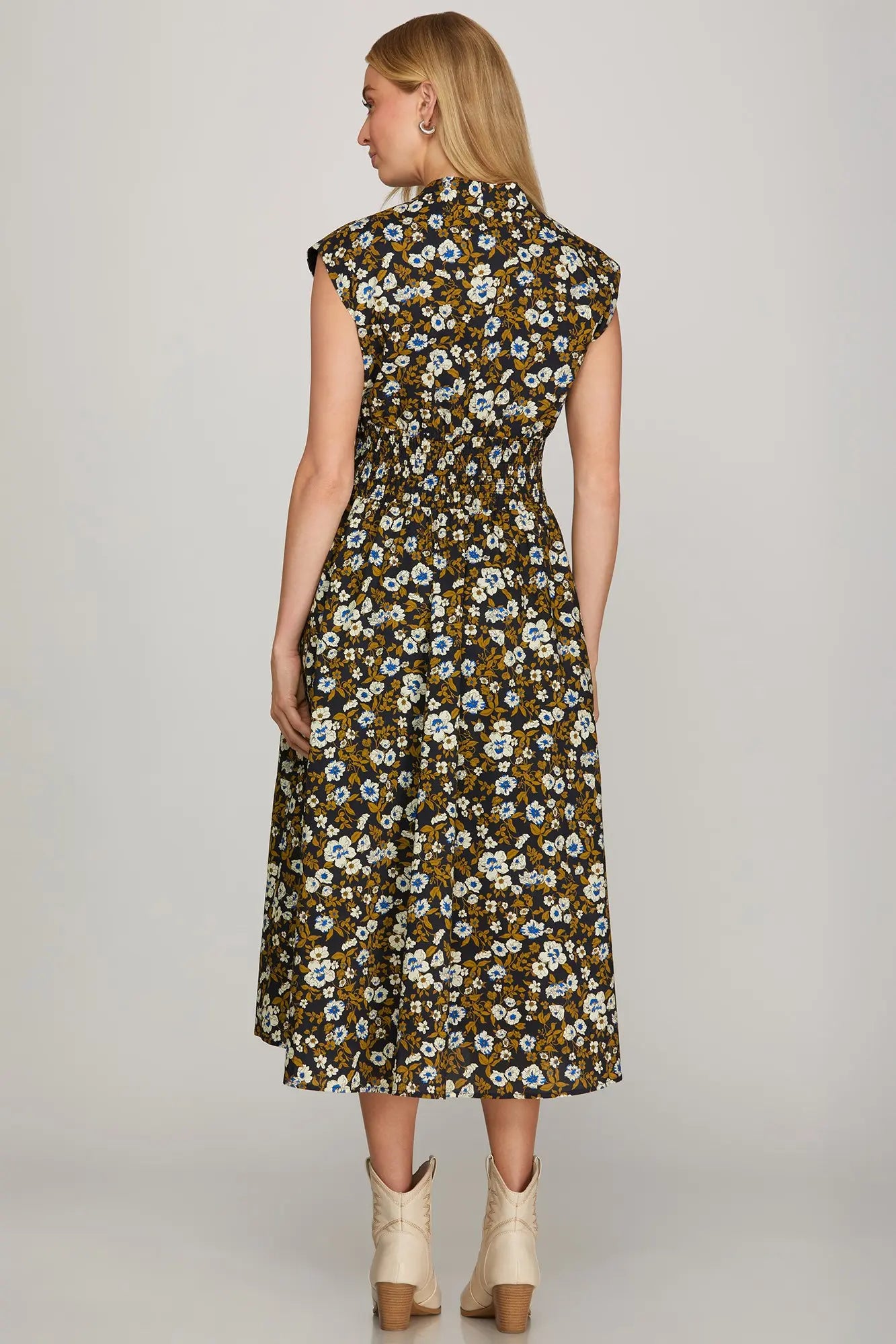 Perry Floral Zip Navy Dress