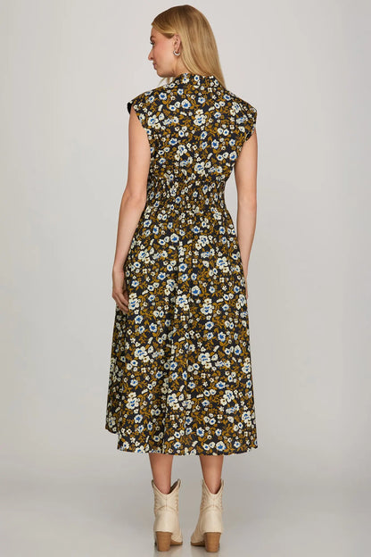 Perry Floral Zip Navy Dress