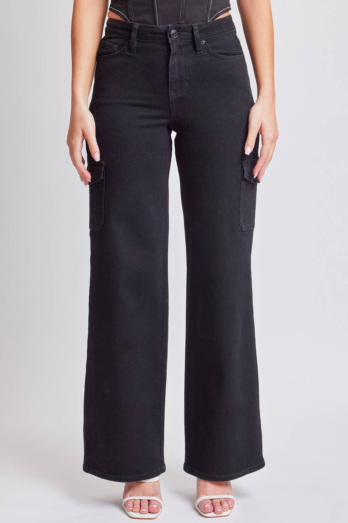 YMI Black Wide Leg Skater Cargo Jeans