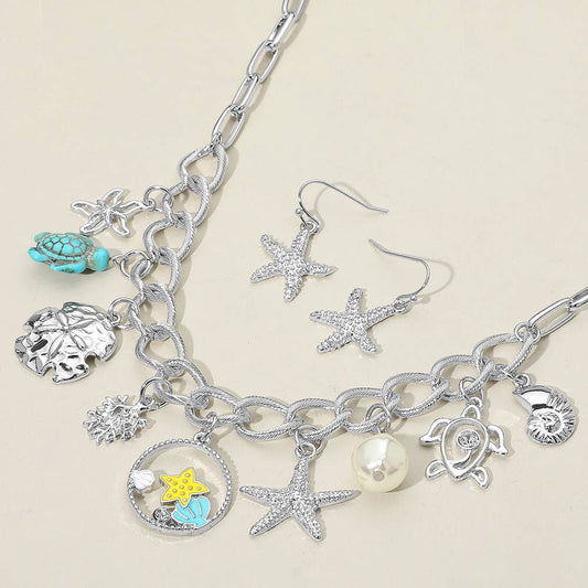 Delmar Sea Turtle Charm Silver Necklace