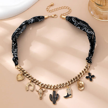 Jolene Scarf Western Charm Black Chain Necklace