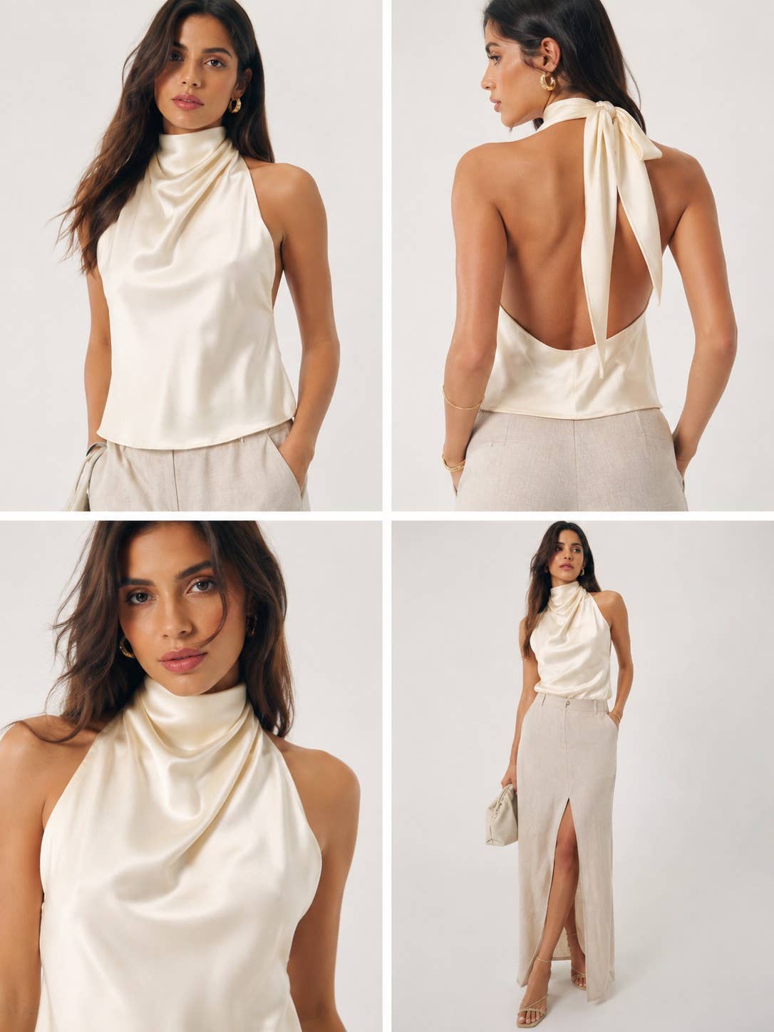 Autumn Satin Halter Blouse