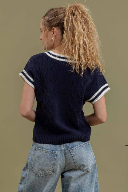 Carlin Cableknit Short Sleeve Sweater