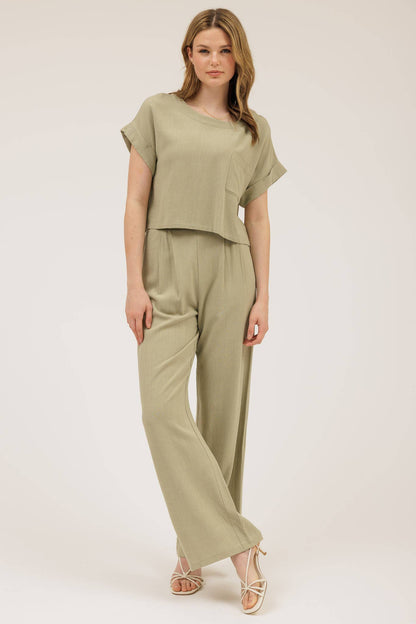 Pierson Pleated Wide Leg Linen Pants