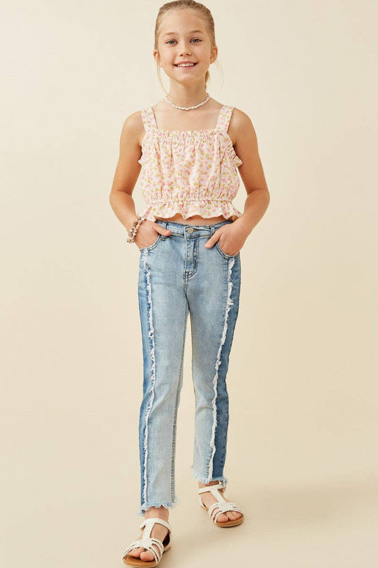 Girls Ruffle Floral Crop Top