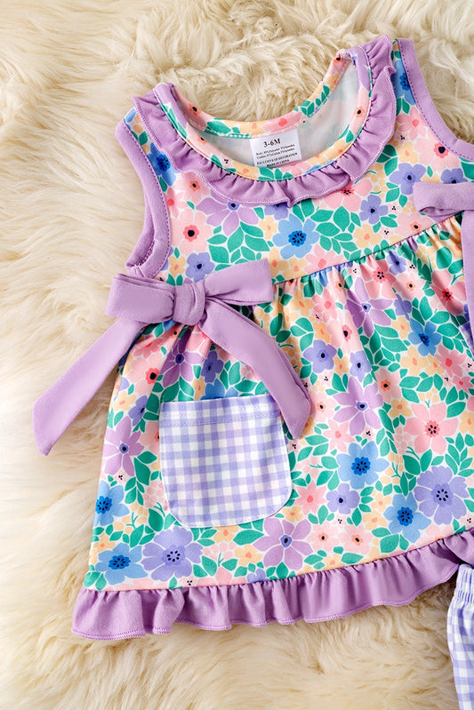 Baby Girls Lilac Gingham Floral Set