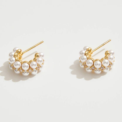 Suzie Pearl Cluster Mini Hoops