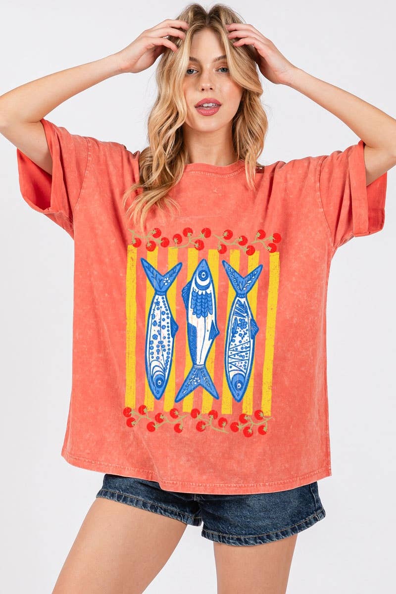 Anchovies Oversized Mineral Washed Tee