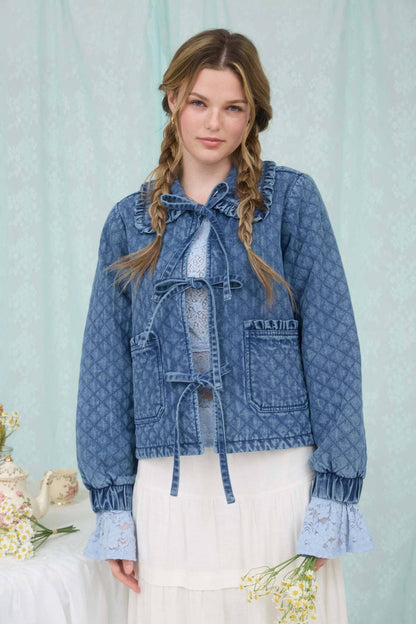 True Quilted Denim Bow Jacket