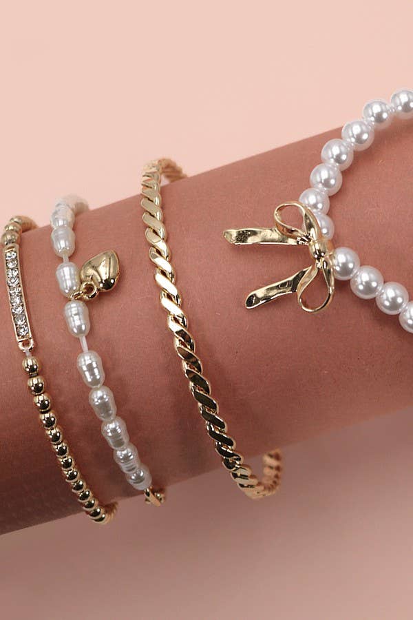 Constance Pearl Charm Set of Bracelets
