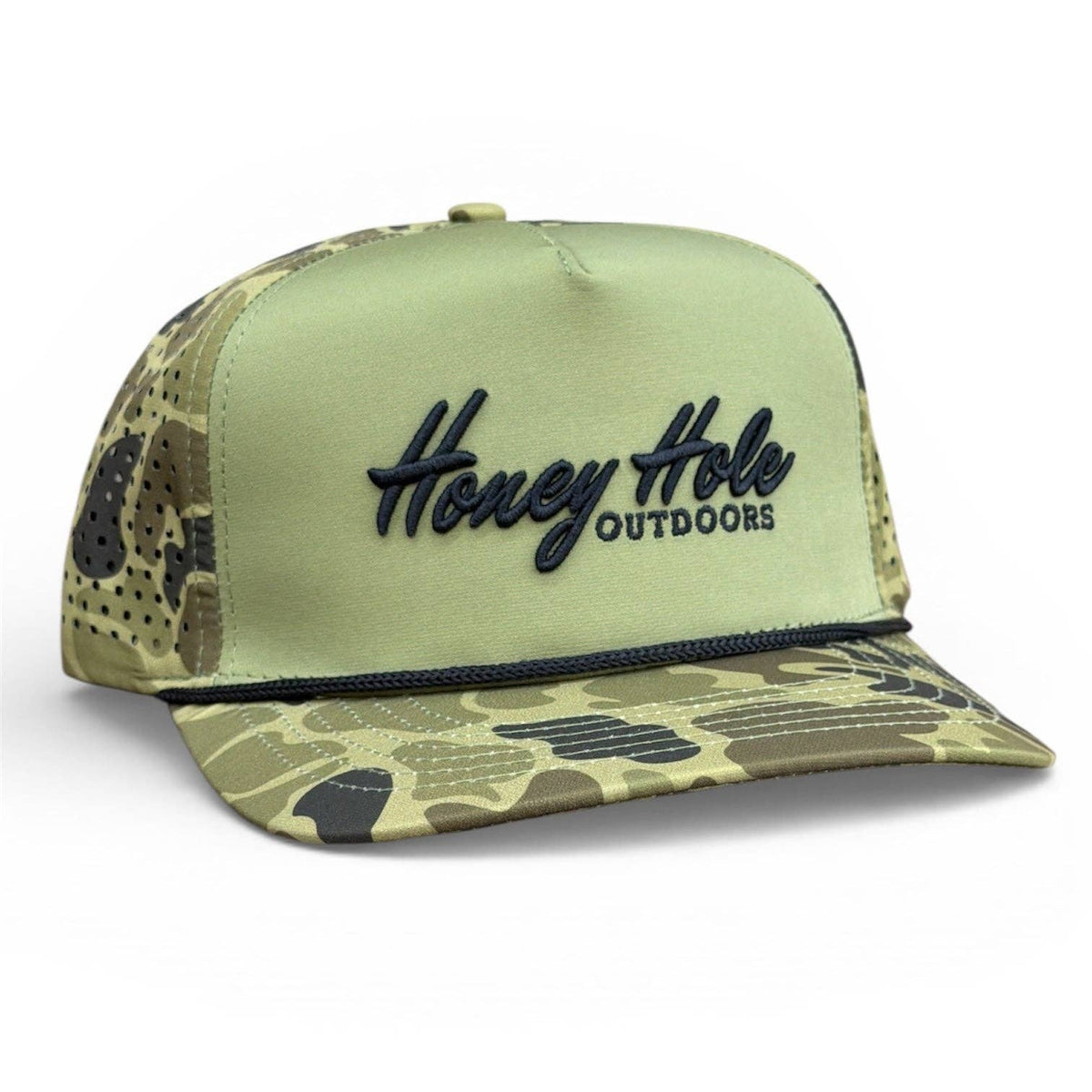 Mens Honey Hole Heritage Green Duck Camo Performance Rope Hat