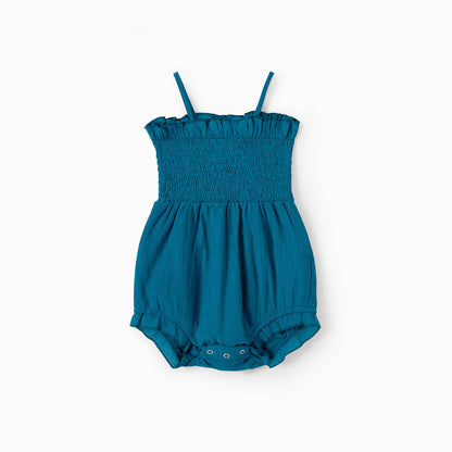 Baby Girls Teal Smocked Romper