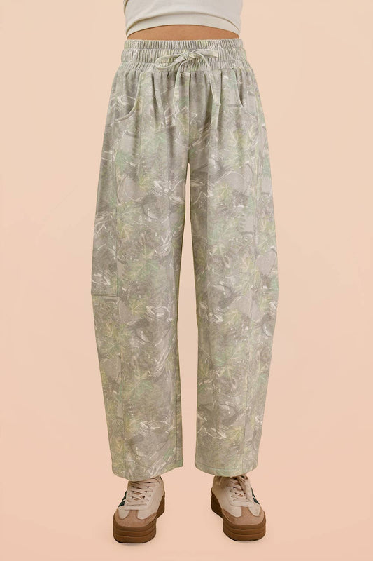 Krislyn Camo Green Barrel Joggers