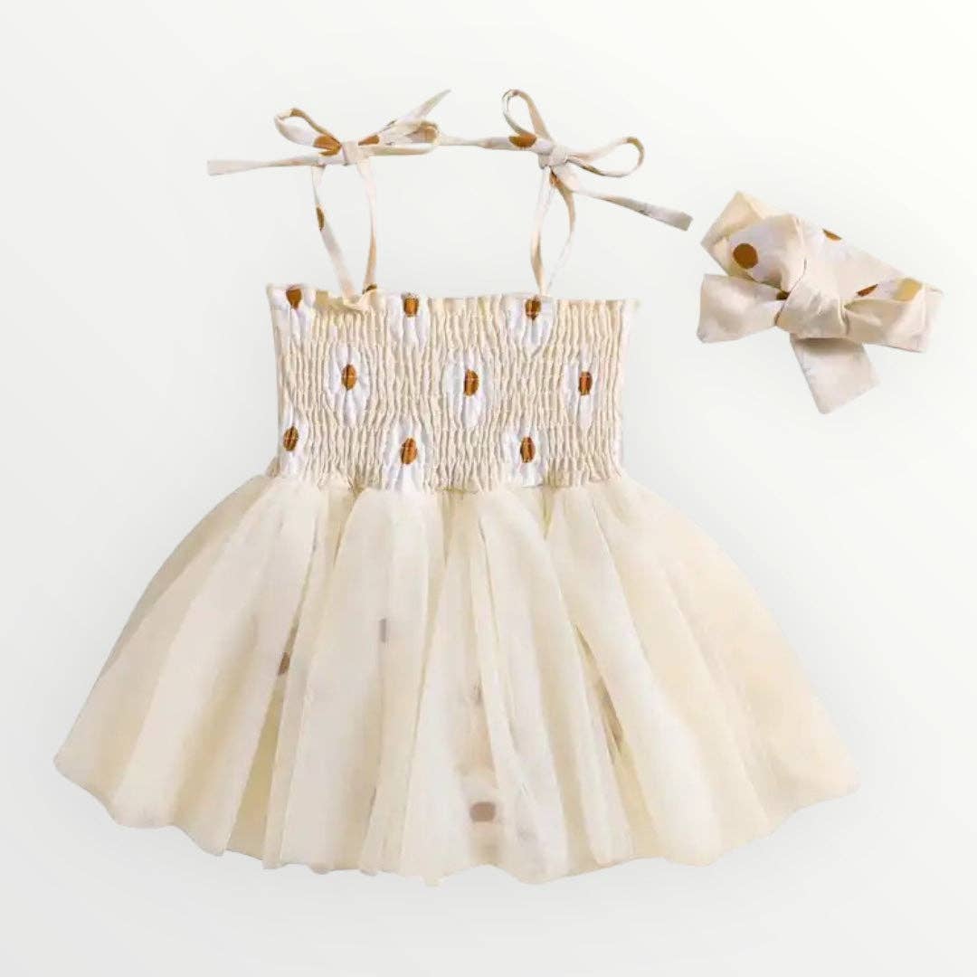 Baby Girls Daisy Ivory Tulle Romper