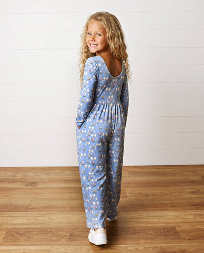 Girls Coquette Blue Bow Jumpsuit