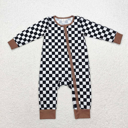 Baby Boys Checkered Black & Tan Sleeper