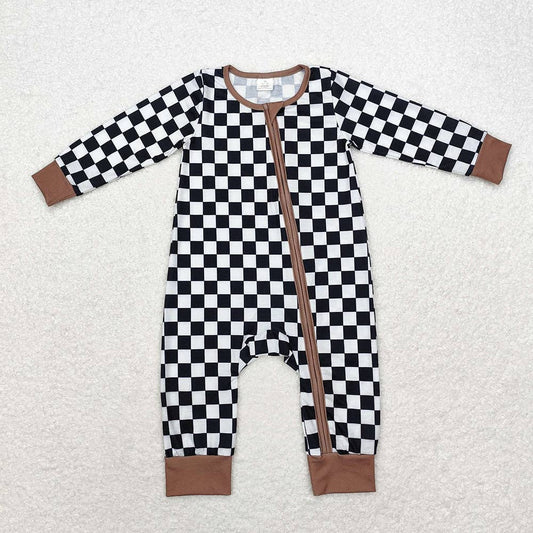 Baby Boys Checkered Black & Tan Sleeper