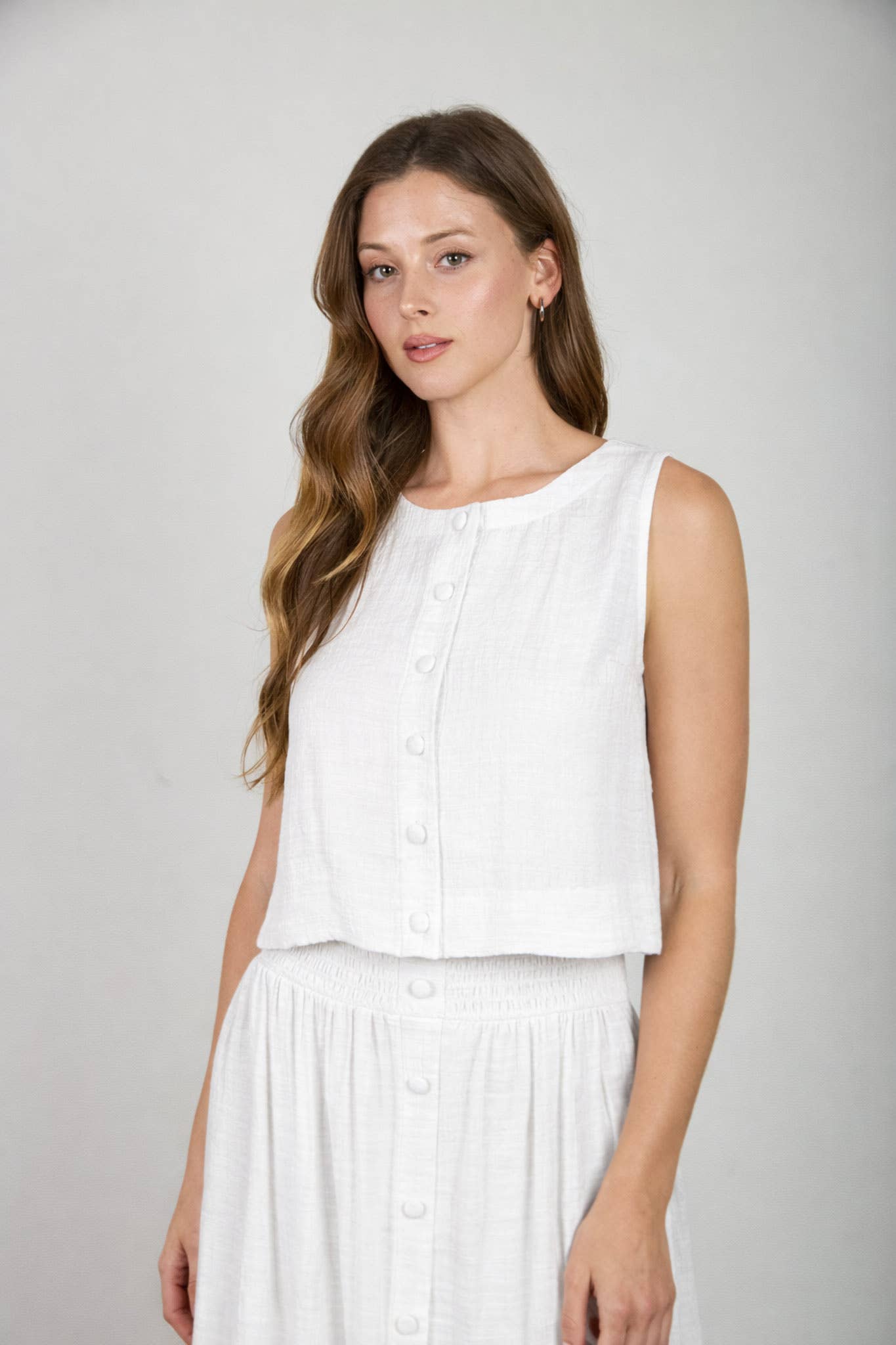 Sylvia Light Smocked Button Midi Skirt Set