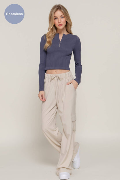 Keene Quarterzip Ribbed Crop Top