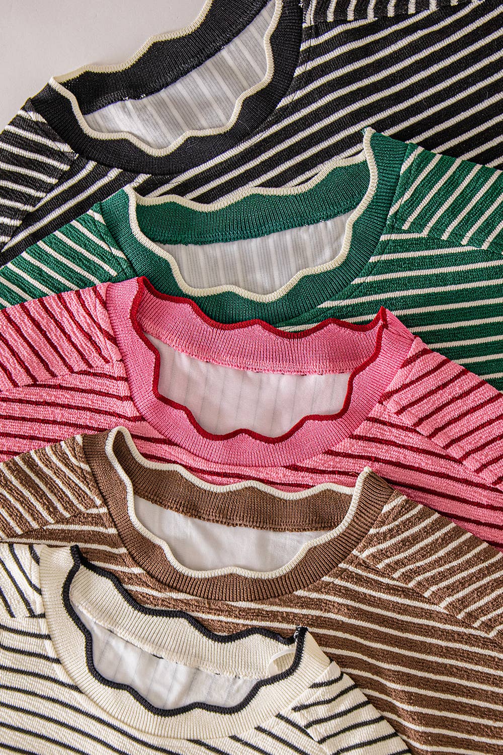 Ginny Scalloped Striped Knit Tee