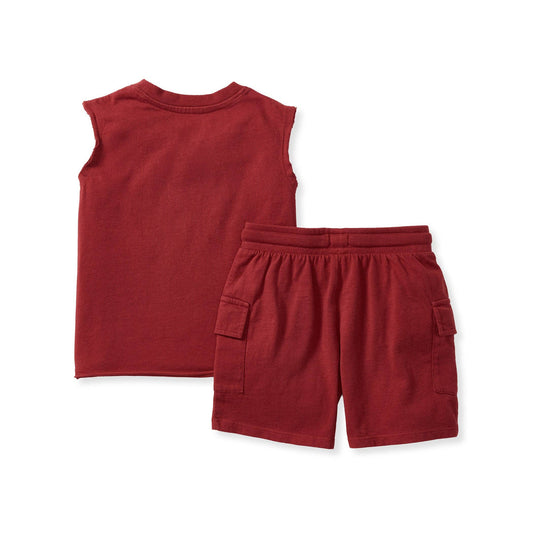 Boys Burt's Bees Red Cargo Short Set