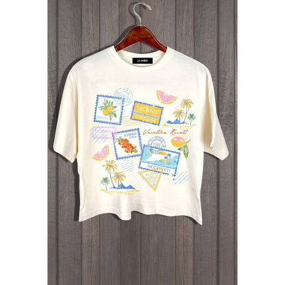 Island Paradise Stamps Cropped Tee