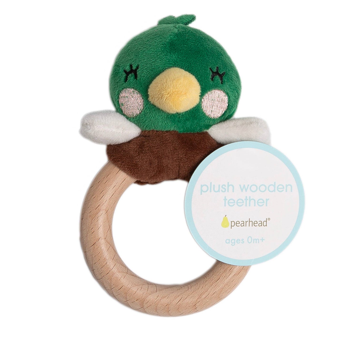 Baby Mallard Duck Wooden & Plush Baby Teether