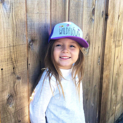 Girls Wild Flower Purple Trucker Hat