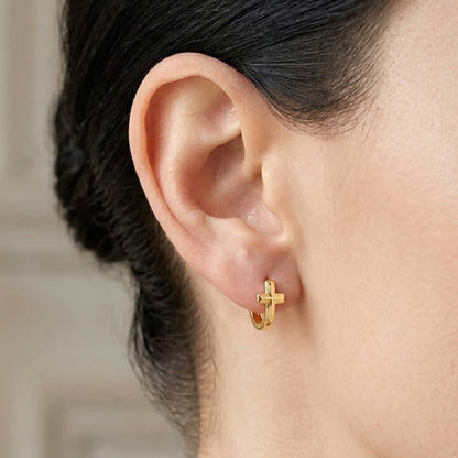 Darla Mini Cross Huggie Hoop Earrings