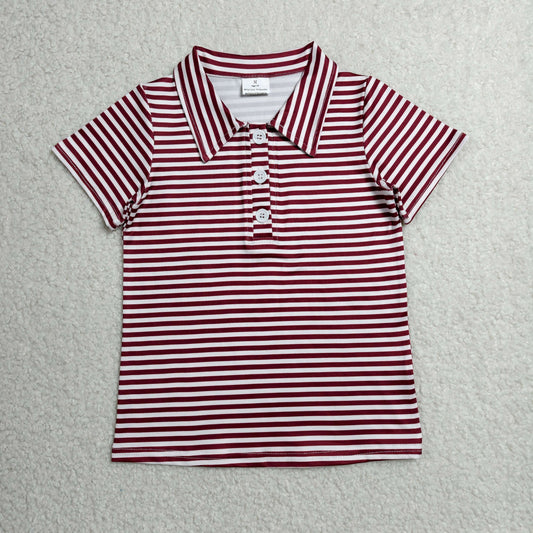Boys Striped Maroon Polo