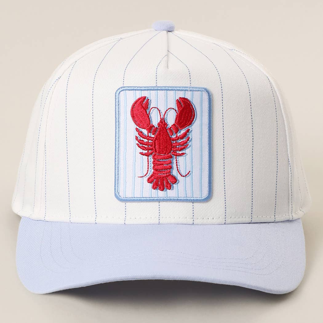 Lobster Embroidered Patch Blue Hat