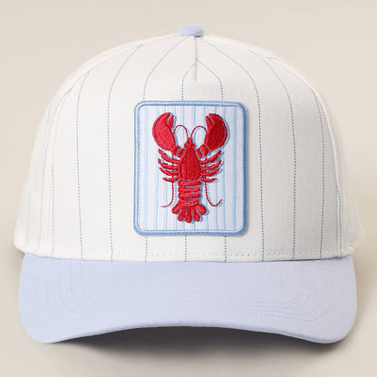 Lobster Embroidered Patch Blue Hat