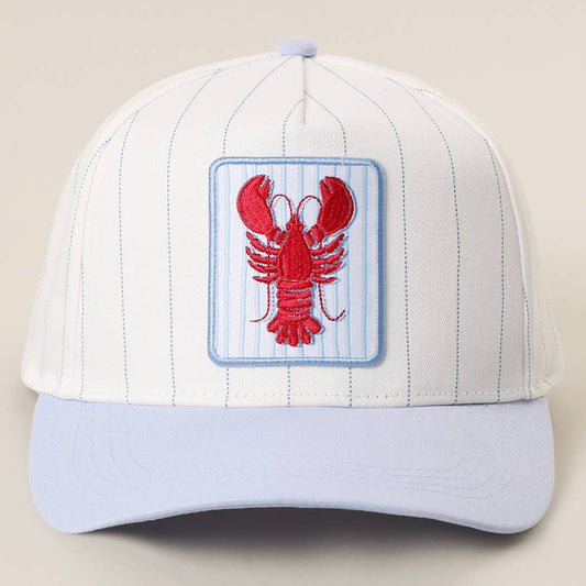 Lobster Embroidered Patch Blue Hat