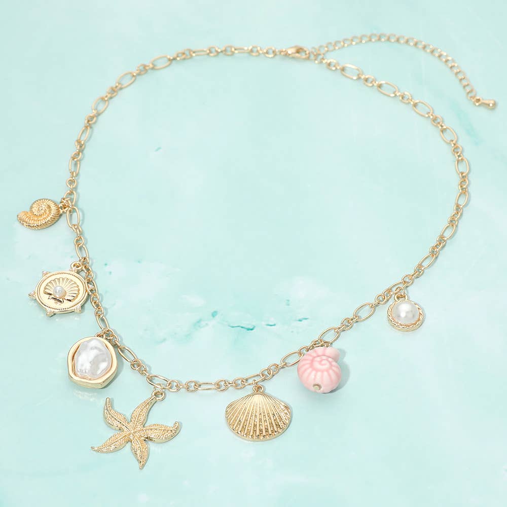 Darya Pink Seascape Charm Necklace