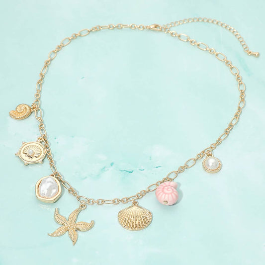 Darya Pink Seascape Charm Necklace