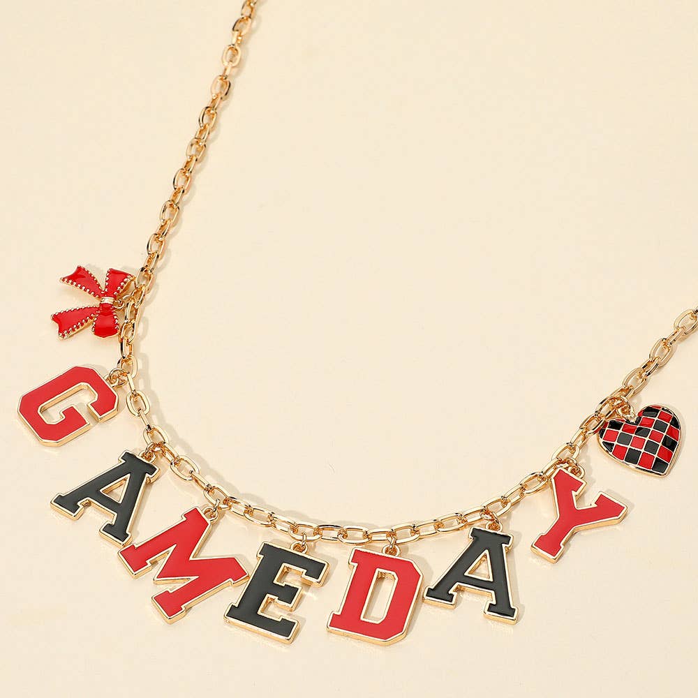 Game Day Red Letter Charm Necklace