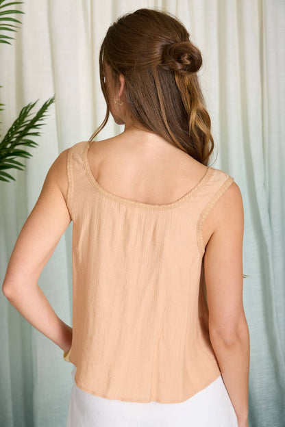 Juliet Lace Whimsy Buttondown Sleeveless Top