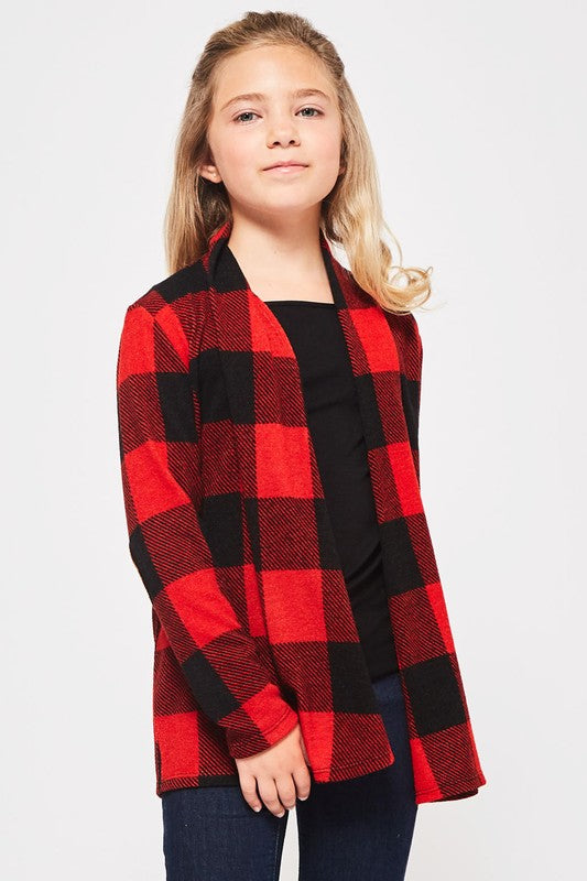 **SALE!** Girls Buffalo Plaid Knit Cardigan