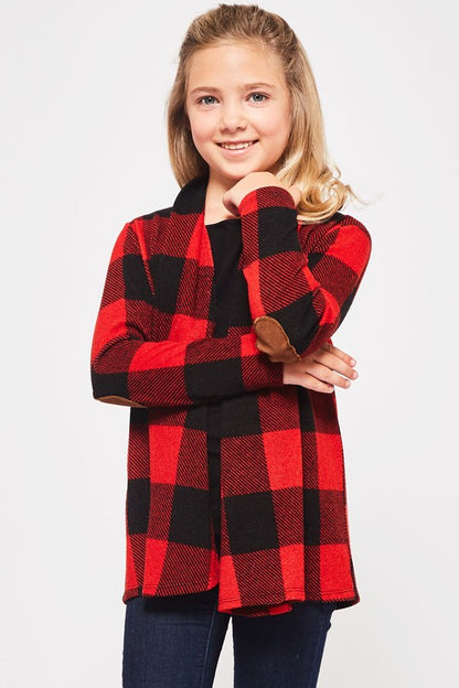 **SALE!** Girls Buffalo Plaid Knit Cardigan