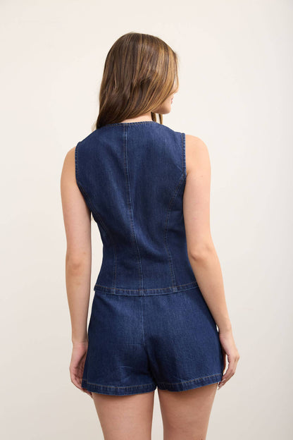 Sable Button Denim Wrap Skort