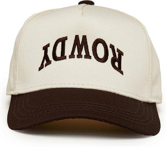 Boys Rowdy Upside Down Embroidered Brown Hat