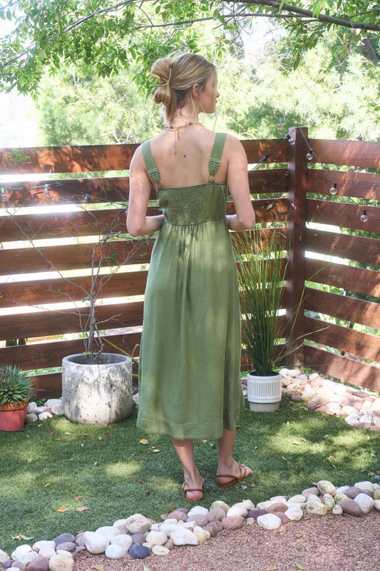 Valencia Buttondown Olive Dress