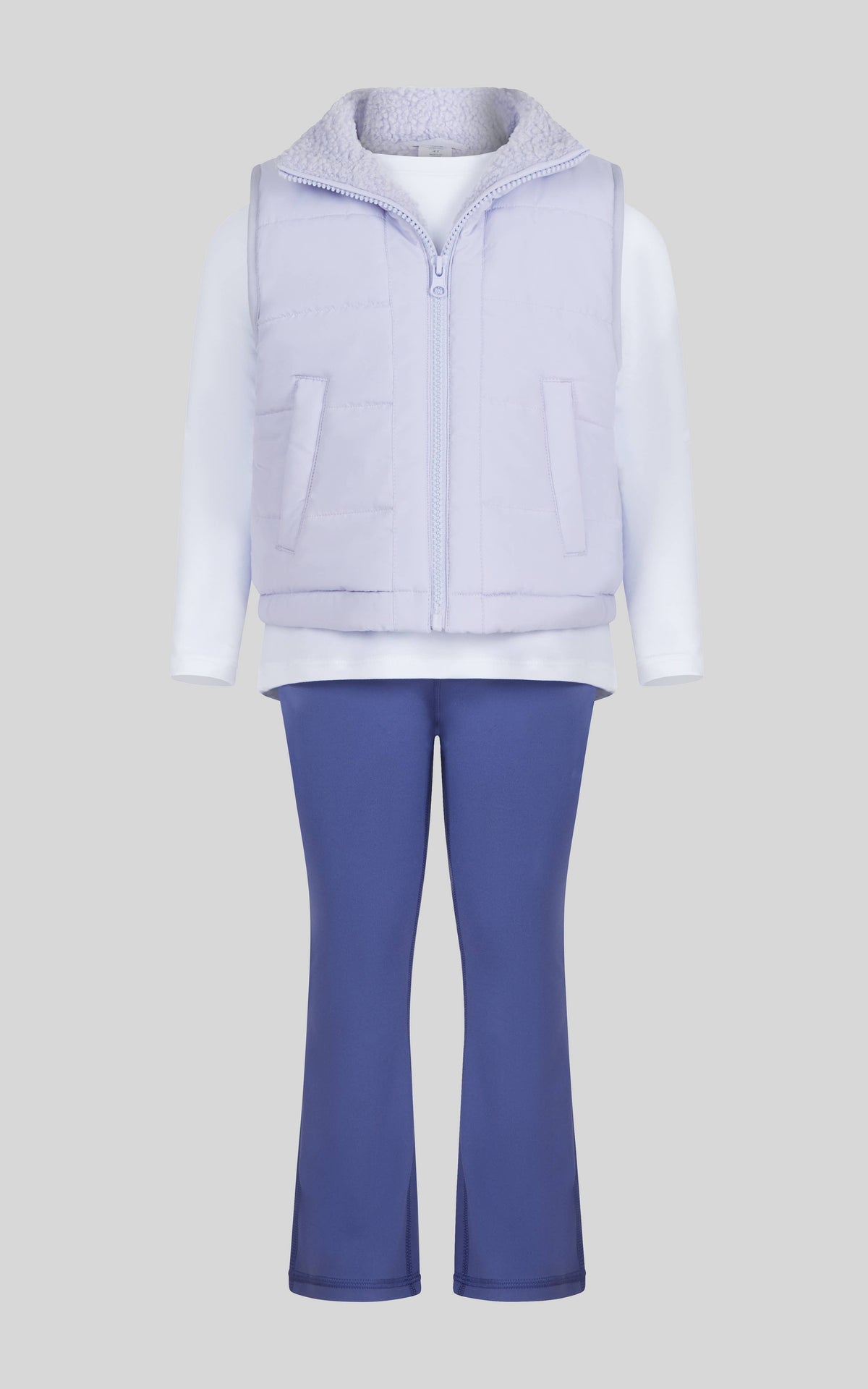 Toddler Girls Puffer Vest Lavendar Pant Set