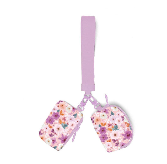 Double Coin Pouch Lavendar Flowers Wristlet