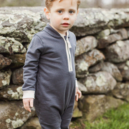 Baby Boys Burt's Bees Quarterzip Blue Jumper
