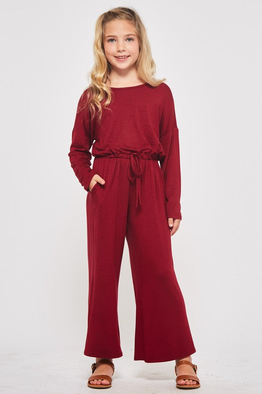 **SALE!** Girls Solid Long Sleeve Jumpsuit