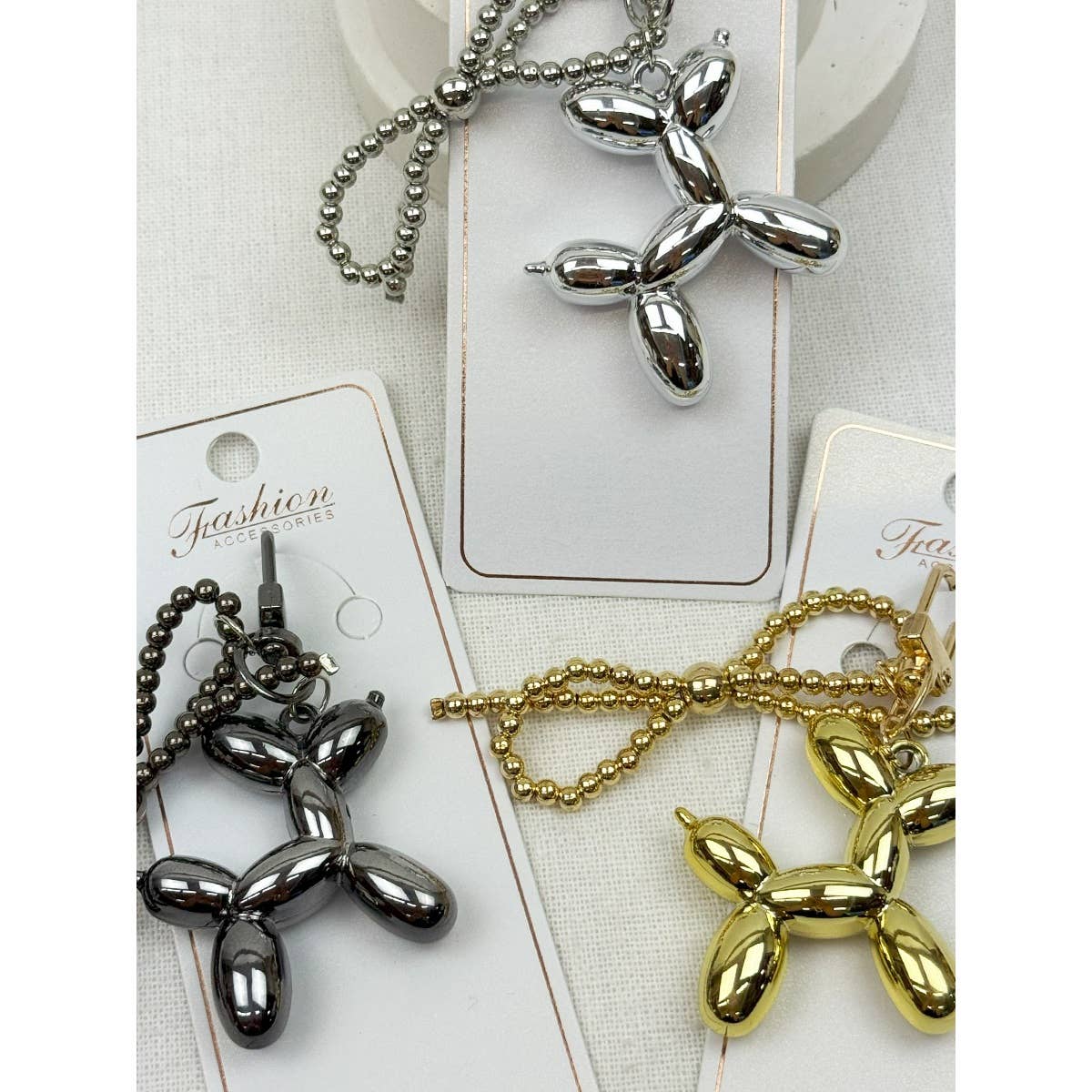 Metallic Balloon Dog Keychain