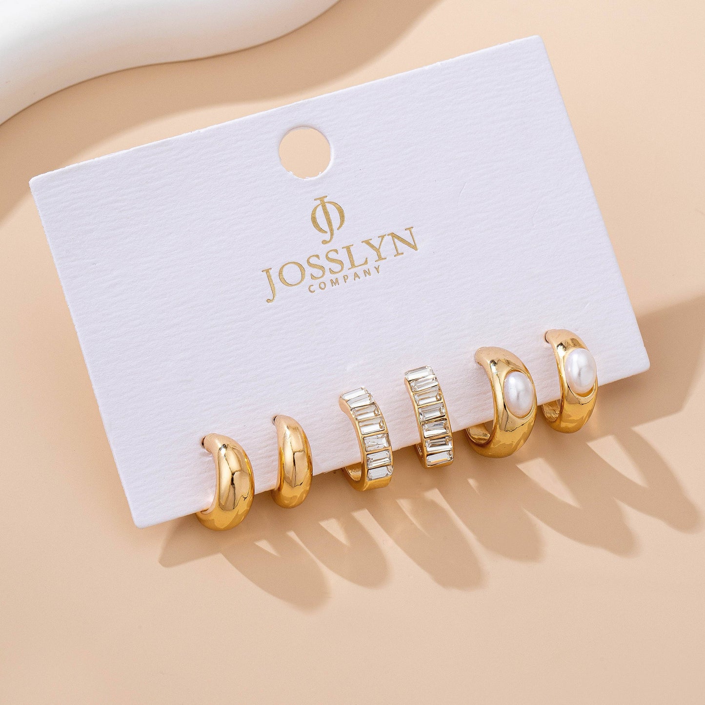 Evangeline Pearl Hoops Set of Earrings