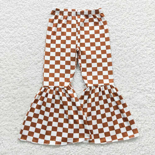 Girls Checkered Tan Bell Bottoms