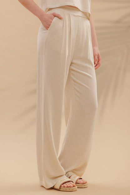Pierson Pleated Wide Leg Linen Pants